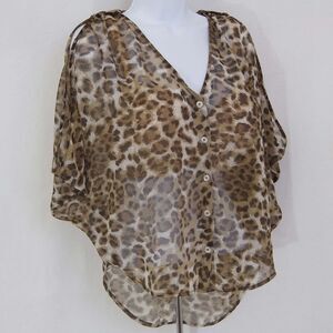 Animal Print Cold Shoulder Batwing  Top 5148  medium
